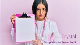  Presentation with clipboard stethoscope - Amazing presentation theme having beautiful-hispanic-woman-wearing-doctor backdrop and a lemonade colored foreground