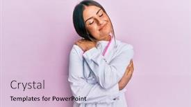  Presentation with confident love - Slides enhanced with beautiful-hispanic-woman-wearing-doctor background and a lemonade colored foreground