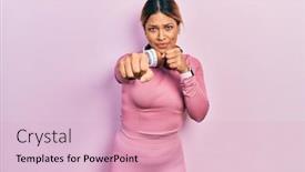  Presentation with beautiful hispanic woman - PPT theme having beautiful-hispanic-woman-wearing-gym background and a lemonade colored foreground