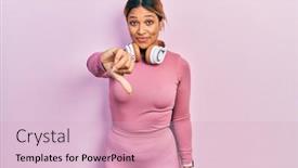  Presentation with beautiful hispanic woman - PPT theme having beautiful-hispanic-woman-wearing-gym background and a lemonade colored foreground