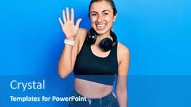  Presentation with beautiful hispanic woman - PPT theme enhanced with beautiful-hispanic-woman-wearing-gym background and a ocean colored foreground