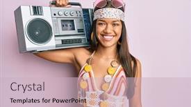  Presentation with beautiful hispanic woman - Theme enhanced with beautiful-hispanic-woman-wearing-hippie background and a soft green colored foreground