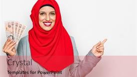  Presentation with islamic - Presentation theme enhanced with beautiful-hispanic-woman-wearing-islamic background and a red colored foreground