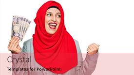 Presentation with beautiful hispanic woman - Presentation theme featuring beautiful-hispanic-woman-wearing-islamic background and a red colored foreground