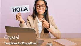  Presentation with beautiful hispanic woman - Slide deck having beautiful-hispanic-woman-wearing-operator background and a coral colored foreground