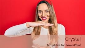  Presentation with beautiful hispanic woman - Presentation design with beautiful-hispanic-woman-wearing-red background and a coral colored foreground