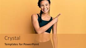  Presentation with beautiful hispanic woman - Colorful slides enhanced with beautiful-hispanic-woman-wearing-sportswear backdrop and a gold colored foreground