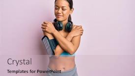  Presentation with beautiful hispanic woman - PPT theme enhanced with beautiful-hispanic-woman-wearing-sportswear background and a soft green colored foreground