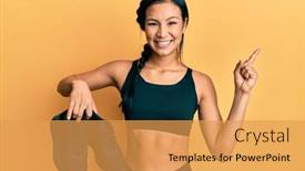 Presentation with beautiful hispanic woman - Slide set with beautiful-hispanic-woman-wearing-sportswear background and a yellow colored foreground