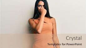  Presentation with breath - Audience pleasing PPT layouts consisting of beautiful-hispanic-woman-wearing-summer backdrop and a coral colored foreground