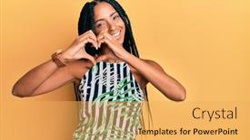  Presentation with romantic love - PPT theme enhanced with beautiful-hispanic-woman-wearing-summer background and a yellow colored foreground