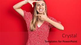  Presentation with creativity - Slides enhanced with beautiful-hispanic-woman-wearing-summer background and a  colored foreground