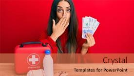  Presentation with first aid kit - Cool new slide set with beautiful-hispanic-woman-with-first backdrop and a coral colored foreground
