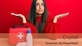 Presentation with first aid - Slides enhanced with beautiful-hispanic-woman-with-first background and a coral colored foreground