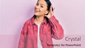  Presentation with beautiful hispanic woman - PPT theme having beautiful-hispanic-woman-with-nose background and a coral colored foreground