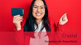  Presentation with beautiful hispanic woman - Presentation design enhanced with beautiful-hispanic-woman-with-nose background and a red colored foreground