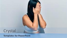  Presentation with beautiful hispanic woman - Slide set consisting of beautiful-hispanic-woman-with-nose background and a light blue colored foreground