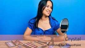  Presentation with beautiful hispanic woman - PPT layouts with beautiful-hispanic-woman-with-nose background and a coral colored foreground