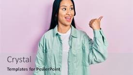  Presentation with beautiful hispanic woman - Presentation theme consisting of beautiful-hispanic-woman-with-nose background and a light blue colored foreground