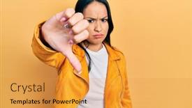  Presentation with beautiful hispanic woman - PPT layouts having beautiful-hispanic-woman-with-nose background and a gold colored foreground