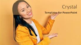  Presentation with beautiful hispanic woman - PPT layouts consisting of beautiful-hispanic-woman-with-nose background and a yellow colored foreground