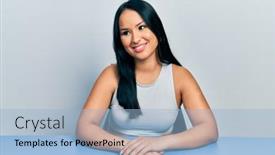  Presentation with beautiful hispanic woman - Presentation theme featuring beautiful-hispanic-woman-with-nose background and a light blue colored foreground