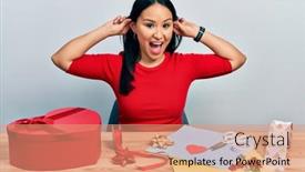  Presentation with handcraft - PPT theme consisting of beautiful-hispanic-woman-with-nose background and a coral colored foreground