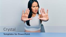  Presentation with beautiful hispanic woman - PPT theme with beautiful-hispanic-woman-with-nose background and a light blue colored foreground