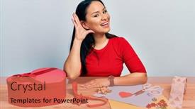  Presentation with beautiful hispanic woman - PPT layouts having beautiful-hispanic-woman-with-nose background and a coral colored foreground