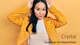  Presentation with beautiful hispanic woman - PPT layouts consisting of beautiful-hispanic-woman-with-nose background and a yellow colored foreground