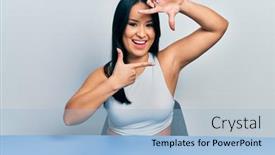  Presentation with beautiful hispanic woman - Presentation theme consisting of beautiful-hispanic-woman-with-nose background and a light blue colored foreground