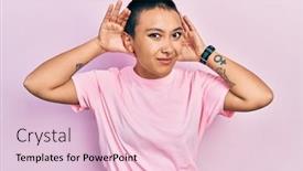  Presentation with beautiful hispanic woman - Presentation theme featuring beautiful-hispanic-woman-with-short background and a lemonade colored foreground