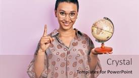  Presentation with woman world - Theme featuring beautiful-hispanic-woman-with-short background and a  colored foreground