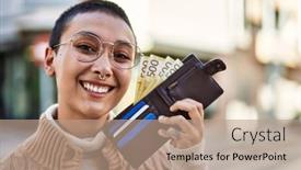  Presentation with beautiful hispanic woman - Slide set with beautiful-hispanic-woman-with-short background and a coral colored foreground