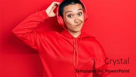  Presentation with beautiful hispanic woman - PPT theme enhanced with beautiful-hispanic-woman-with-short background and a red colored foreground