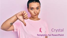  Presentation with breast cancer light shirt - Theme enhanced with beautiful-hispanic-woman-with-short background and a lemonade colored foreground