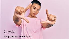  Presentation with beautiful hispanic woman - PPT theme featuring beautiful-hispanic-woman-with-short background and a lemonade colored foreground