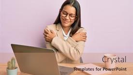  Presentation with beautiful hispanic woman - Colorful slide set enhanced with beautiful-hispanic-woman-working backdrop and a coral colored foreground