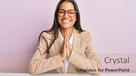  Presentation with beautiful hispanic woman - Presentation design enhanced with beautiful-hispanic-woman-working background and a coral colored foreground