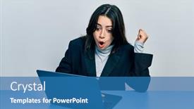  Presentation with beautiful hispanic woman - Theme enhanced with beautiful-hispanic-woman-working background and a teal colored foreground