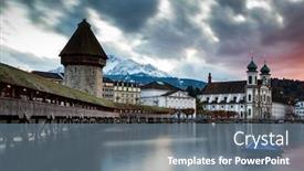  Presentation with city buildings - Beautiful theme featuring beautiful-historic-city-center backdrop and a ocean colored foreground