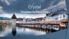  Presentation with city buildings - PPT layouts with beautiful-historic-city-center background and a ocean colored foreground