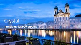  Presentation with city buildings - Beautiful PPT theme featuring beautiful-historic-city-center backdrop and a teal colored foreground