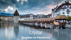  Presentation with city buildings - Slides with beautiful-historic-city-center background and a seafoam green colored foreground