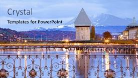  Presentation with city buildings - Beautiful theme featuring beautiful-historic-city-center backdrop and a light blue colored foreground