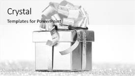  Presentation with holiday blue and silver - Cool new theme with beautiful holiday gift box decorated backdrop and a white colored foreground