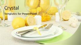  Presentation with lemons - Cool new slide deck with beautiful holiday table setting with lemons close up backdrop and a yellow colored foreground