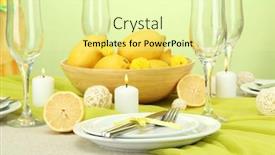  Presentation with lemons - Theme enhanced with beautiful holiday table setting with lemons close up background and a blonde colored foreground