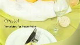  Presentation with lemons - Colorful presentation theme enhanced with beautiful holiday table setting with lemons close up backdrop and a soft green colored foreground
