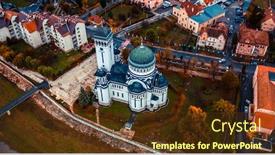  Presentation with sighisoara - PPT theme having beautiful-holy-trinity-church background and a tawny brown colored foreground
